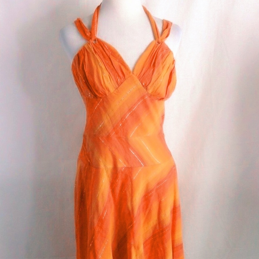 To the Max Orange Halter Sundress Cocktail